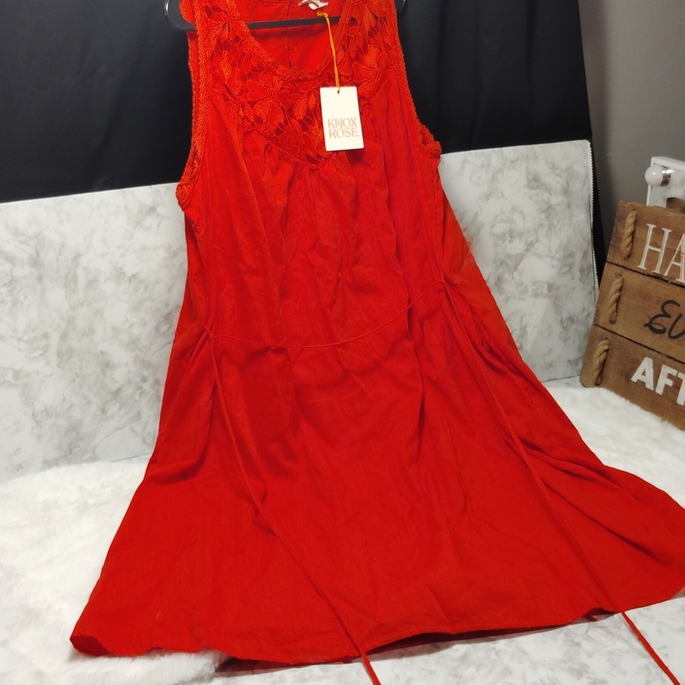 Women's Wide Strap Sleeveless A-Line Dress - Knox Rose Red XXL With pockets